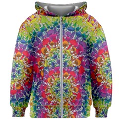 Rainbow Mushroom Mandala Kids  Zipper Hoodie Without Drawstring