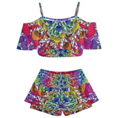 Rainbow Mushroom Mandala Kids  Off Shoulder Skirt Bikini