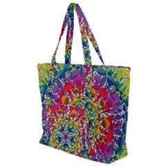 Rainbow Mushroom Mandala Zip Up Canvas Bag