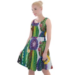 Rainbow Cactus Shirt Knee Length Skater Dress