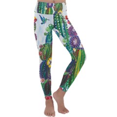 Rainbow Cactus Shirt Kids  Lightweight Velour Classic Yoga Leggings by steampunkbabygirl