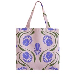 Folk Flowers Print Floral Pattern Ethnic Art Zipper Grocery Tote Bag by Eskimos