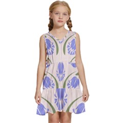 Folk Flowers Print Floral Pattern Ethnic Art Kids  Sleeveless Tiered Mini Dress by Eskimos