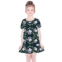 Folk Flowers Print Floral Pattern Ethnic Art Kids  Simple Cotton Dress by Eskimos