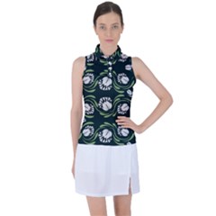 Folk Flowers Print Floral Pattern Ethnic Art Women s Sleeveless Polo Tee by Eskimos