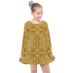 Folk flowers print Floral pattern Ethnic art Kids  Long Sleeve Dress