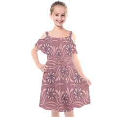 Folk flowers print Floral pattern Ethnic art Kids  Cut Out Shoulders Chiffon Dress