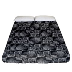 Black And Grey Rocky Geometric Pattern Design Fitted Sheet (california King Size) by dflcprintsclothing