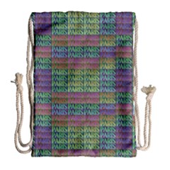 Paris Words Motif Colorful Pattern Drawstring Bag (large) by dflcprintsclothing