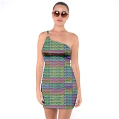 Paris Words Motif Colorful Pattern One Soulder Bodycon Dress by dflcprintsclothing