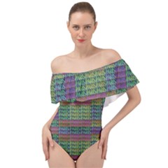 Paris Words Motif Colorful Pattern Off Shoulder Velour Bodysuit  by dflcprintsclothing