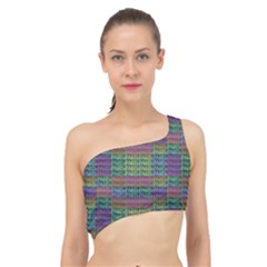 Paris Words Motif Colorful Pattern Spliced Up Bikini Top  by dflcprintsclothing