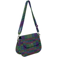 Paris Words Motif Colorful Pattern Saddle Handbag by dflcprintsclothing