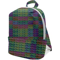 Paris Words Motif Colorful Pattern Zip Up Backpack by dflcprintsclothing