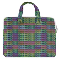 Paris Words Motif Colorful Pattern Macbook Pro 16  Double Pocket Laptop Bag  by dflcprintsclothing