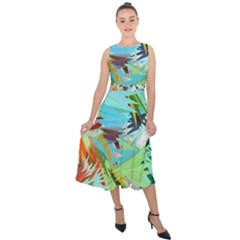 Tropical Midi Tie-back Chiffon Dress by AzaleaPark