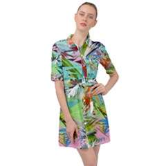 Tropical Belted Shirt Dress