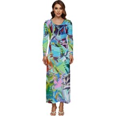 Tropical Long Sleeve Velour Longline Maxi Dress