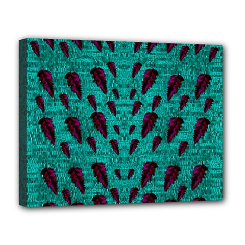 Leaves On Adorable Peaceful Captivating Shimmering Colors Canvas 14  X 11  (stretched) by pepitasart