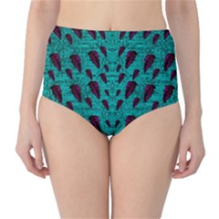 Leaves On Adorable Peaceful Captivating Shimmering Colors Classic High-waist Bikini Bottoms by pepitasart