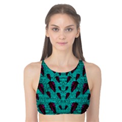 Leaves On Adorable Peaceful Captivating Shimmering Colors Tank Bikini Top by pepitasart