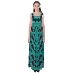 Leaves On Adorable Peaceful Captivating Shimmering Colors Empire Waist Maxi Dress by pepitasart