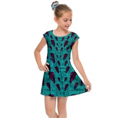 Leaves On Adorable Peaceful Captivating Shimmering Colors Kids  Cap Sleeve Dress by pepitasart