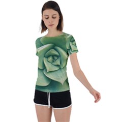 Echeveria Imbricata Closeup Photo Back Circle Cutout Sports Tee by dflcprintsclothing