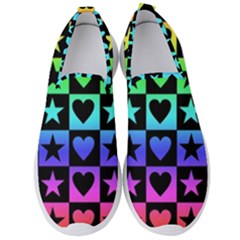 Rainbow Hearts And Stars Men s Slip On Sneakers by ArtistRoseanneJones