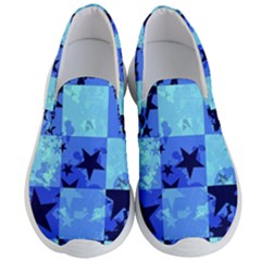 Blue Star Checkers Men s Lightweight Slip Ons by ArtistRoseanneJones