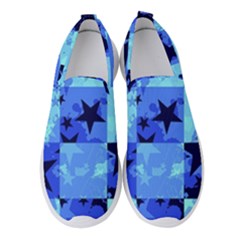 Blue Star Checkers Women s Slip On Sneakers by ArtistRoseanneJones