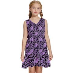 Electric Neon Abstract Print Pattern Kids  Sleeveless Tiered Mini Dress by dflcprintsclothing