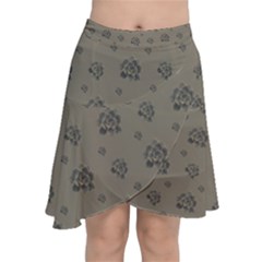 Stylized Cactus Motif Pattern Chiffon Wrap Front Skirt by dflcprintsclothing