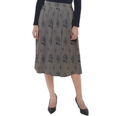 Stylized Cactus Motif Pattern Classic Velour Midi Skirt  by dflcprintsclothing