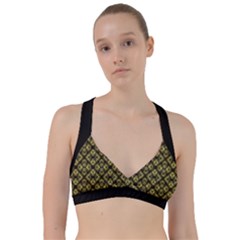 Tiled Mozaic Pattern, Gold And Black Color Symetric Design Sweetheart Sports Bra by Casemiro