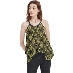 Tiled Mozaic Pattern, Gold And Black Color Symetric Design Flowy Camisole Tank Top by Casemiro