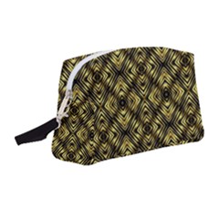 Tiled Mozaic Pattern, Gold And Black Color Symetric Design Wristlet Pouch Bag (medium) by Casemiro