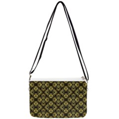 Tiled Mozaic Pattern, Gold And Black Color Symetric Design Double Gusset Crossbody Bag by Casemiro