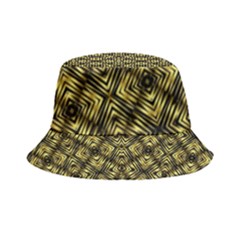 Tiled Mozaic Pattern, Gold And Black Color Symetric Design Inside Out Bucket Hat by Casemiro