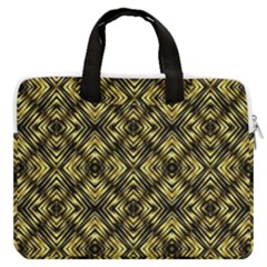 Tiled Mozaic Pattern, Gold And Black Color Symetric Design Macbook Pro13  Double Pocket Laptop Bag by Casemiro