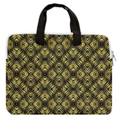 Tiled Mozaic Pattern, Gold And Black Color Symetric Design Macbook Pro 16  Double Pocket Laptop Bag 