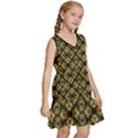 Tiled mozaic pattern, gold and black color symetric design Kids  Sleeveless Tiered Mini Dress View3