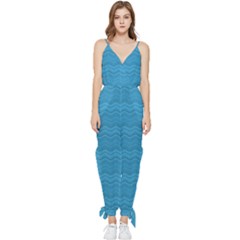 Sea Waves Sleeveless Tie Ankle Chiffon Jumpsuit by Sparkle