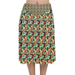 Color Spots Velvet Flared Midi Skirt by Sparkle