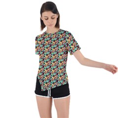 Color Spots Asymmetrical Short Sleeve Sports Tee by Sparkle