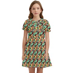 Color Spots Kids  Bow Tie Puff Sleeve Dress by Sparkle