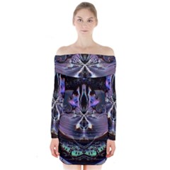 The High Priestess Card Long Sleeve Off Shoulder Dress by MRNStudios