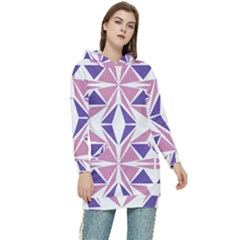 Abstract Pattern Geometric Backgrounds  Women s Long Oversized Pullover Hoodie by Eskimos