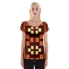 Abstract Pattern Geometric Backgrounds  Cap Sleeve Top by Eskimos