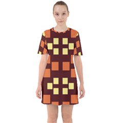 Abstract Pattern Geometric Backgrounds  Sixties Short Sleeve Mini Dress by Eskimos